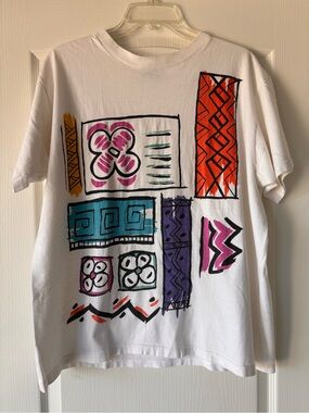 Vintage Jaques Moret Art T-Shirt one size fits all abstract white single stitch